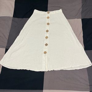White Boho Maxi Skirt w/ Buttons